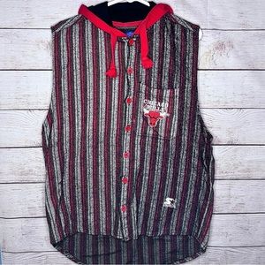 Vintage Starter Chicago Bulls Hooded Flannel Vest